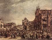 GUARDI, Francesco Pope Pius VI Blessing the People on Campo Santi Giovanni e Paolo sdg oil